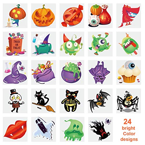 180pcs Assorted Halloween Tattoos, 30 Designs including 36 Glow in the Night Children Tattoos Halloween Trick or Treat Ghost Monster Pumpkin Tattoos - Thumbnail 2
