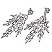 BABEYOND Art Deco 1920's Flapper Great Gatsby Inspired Leaf Medallion Pearl Drop Dangle Earrings (Silver)