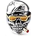 Men's Vintage Smoking Pirates Skull Glasses Gothic Biker Classic Stainless Steel Ring ,Silver Red Gold