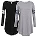 Womens Plus Size Workout Striped Baseball T-Shirt Loose Long Blouse TopGray XL