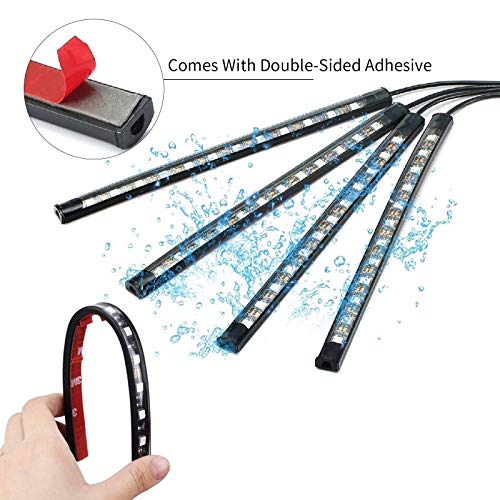 Auto LED Innenbeleuchtung , Mehrfarbige RGB Auto Atmosphärenlicht mit APP ,4pcs Streifen mit 48Led ,Wasserdicht ,Auto Fußraum Beleuchtungsstreifen Kit mit Zigarettenanzünder DC 12V