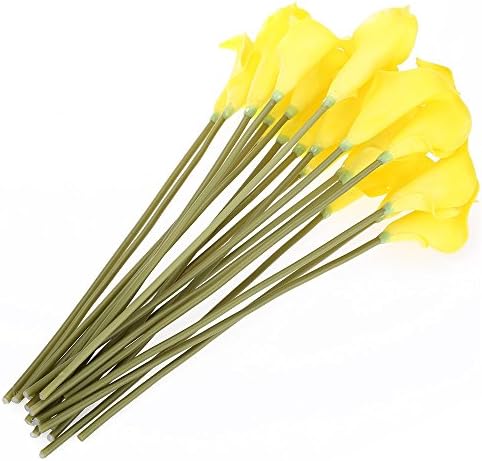 20pcs Artificial Calla Lily Flower Bouquet Party Wedding Decor (Yellow)