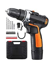 YIMALER - Kit de destornillador inalámbrico de 12 V, 1,5 Ah, iones de litio, 26 accesorios, 3 8 pulgadas, par máximo 265, 2 velocidades, cargador rápido, luz LED para el hogar, batería incluida