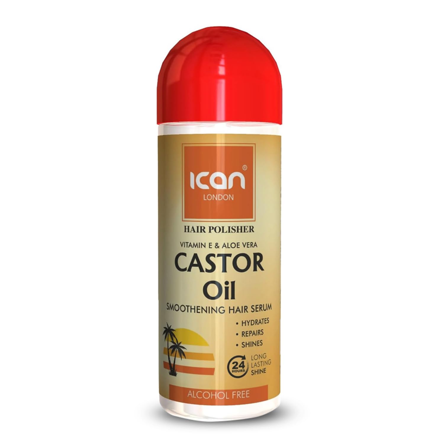 ican London Hair Polisher Castor Oil Smoothing Hair Serum Alcohol Free 207ml