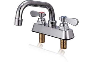 Sepaitek Leak-Free Bar Sink Faucet 4 inch Center 2 Hole Deck Mount, Commercial Sink Faucet for 2 or 3 Compartment Sink Faucet 6" Spread Spout, Utility Sink Laundry Hand Sink Faucet 2 Handle, Brass