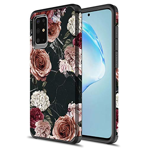Samsung Galaxy S20 Ultra Case, Torryka Hybird Drop Protection Sleek Slim Dual Layer Shockproof Colorful Graphic Armor Case for Samsung Galaxy S20 Ultra (Black Marble Flower)