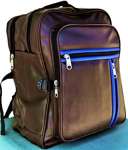AOL Unisex Leather Laptop Backpack,Casual PU Campus School Rucksack with 15.6 inch Laptop Compartment (Dark Brown)