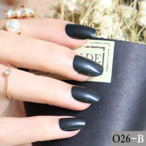 Aaviland 24PcsOval Decorative Fake Nails Short Round