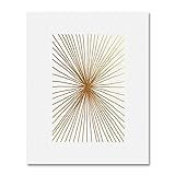 Burst Lines Gold Foil Art Print Abstract Hand Drawn Metallic Poster Geometric Modern Art Contemporary Wall Decor 5 inches x 7 inches B23