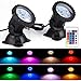 S SMIFUL Pond Light IP68 Submersible Spotlight Remote RGB Color Changing Waterproof Lawn Spot Light for Aquarium Garden Pond Pool Tank Fountain Waterfall (set of 2)