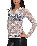 ZANZEA Women's Lace Mesh Crew Neck Transparent Long Sleeve Tops Shirt Blouse