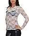 ZANZEA Women's Lace Mesh Crew Neck Transparent Long Sleeve Tops Shirt Blouse