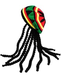 Rasta Hat with Dread lock Like Long Black Hair - Rasta Wig With Cap Costume Accessory
