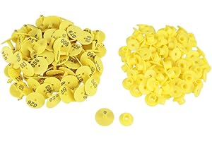 RIZGHWOY 100Pcs Livestock Ear Tags TPU Durable Animal Ear Number for Cattle Pig Sheep Goat Deer with Unique Number Nail Butto