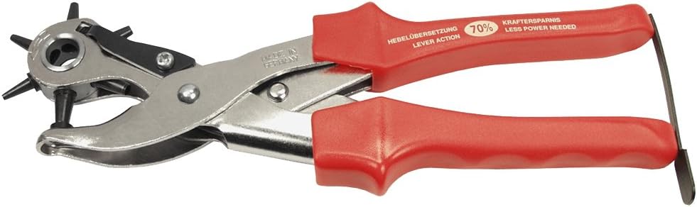 VBW 356005 Lever Action-Revolving Punch Plier, Silver/Red, 250 mm
