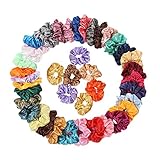 42 Pcs Silk Satin Scrunchies for Hair, Elastics Bobbles Hair Bands Scrunchy Hair Tie Ropes Scrunchie for Women Girls Hair Accessories