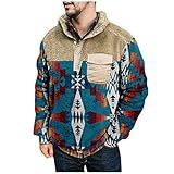 Mens Aztec Print Sherpa Fleece Jacket Quarter