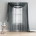 LinenZone Charcoal Window Scarf Valance in 216 Inch Size. Use Window Scarves as Canopy Bed or Backdrop Curtains, Curtain Scarf, or Sheer Fabric for Draping. (Amazing 55 x 216, Charcoal)