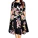 Samtree Women's Plus Size Floral 3/4 Sleeve Backless Cocktail Party Swing Dress(Tag size 5XL(US 18 W),Black Floral)
