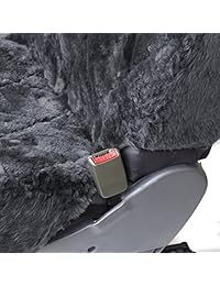 OxGord   Fundas para asiento de piel de oveja, 2 unidades, 100 auténticas australianas, para coche, camión, furgoneta, color gris oscuro