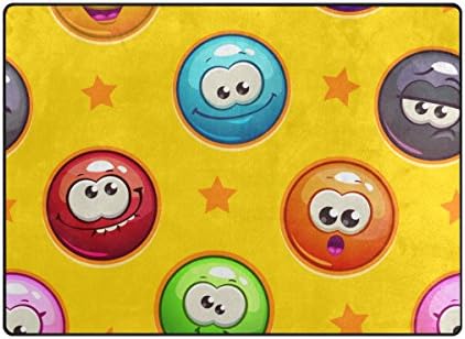 Vantaso Door Mats Non Slip Rugs Round Planets Emoji And Stars Play Mats Carpets for Kids Playing Room Living Room Soft Foam Kitchen Rugs 80 x 58 inch