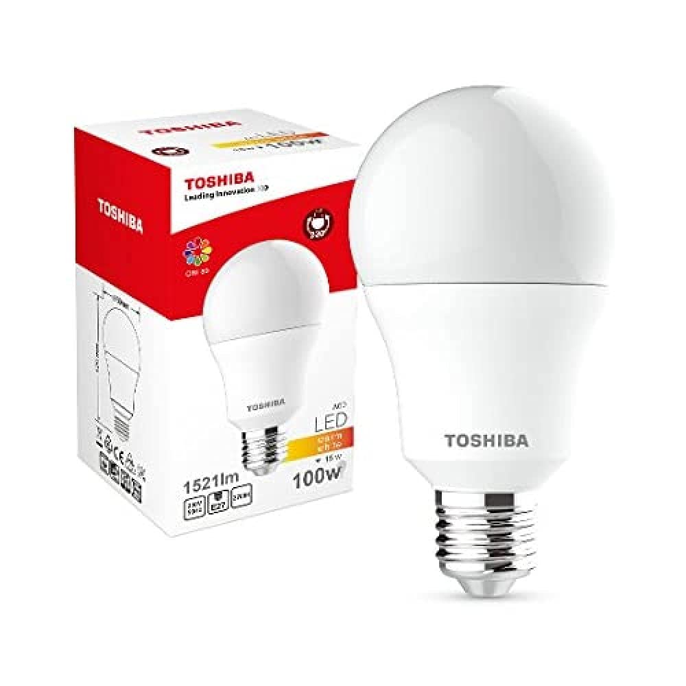 Toshiba 00101315131 A A + LED Bulb A67 100 W E27 15 W, 1521 Lumen 2700 K Ra 80 ND, Plastic, White, 69 x 69 x 129 cm