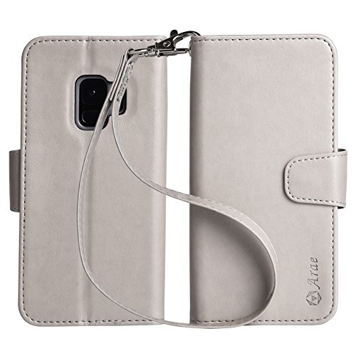 image for Galaxy S9 Case, Arae [Kickstand Feature] PU leather wallet case with [