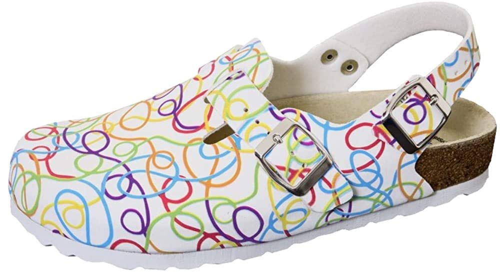 Weeger Women's 41610 Work Clogs, White Graffiti, 7.5 UK