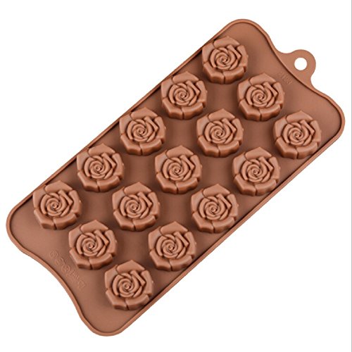 Chige 15 Cavity Rose Candy Mold Trays, Silicone Baking Pan - Food Grade & BPA Free - Not Sticky Cake Decoration Mould For Mousse,Chocolate Brownie,Jelly,Ice Cream,Chiffon,Cheesecake,Fondant - Thumbnail 6
