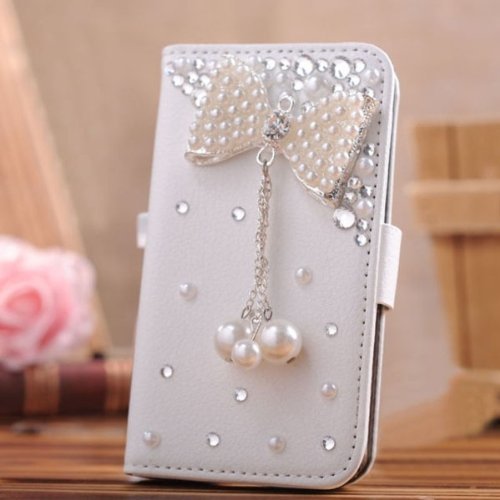 Galaxy S5 Case - EVTECH 3D Handmade Bling Crystal Luxury Shiny Sparkling Wallet Leather With Card Holder for Samsung Galaxy S5 I9600
