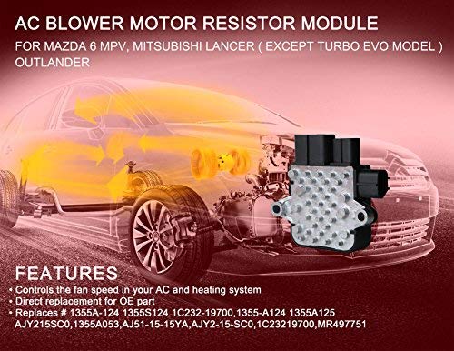 HVAC Blower Motor Resistor Radiator Cooling Fan Control Unit Module for Mitsubishi Outlander Lancer (Non-Turbo) Mazda 6 MPV(Replaces# 1C23219700, AJY215SC0, AJ511515YA) G018R1