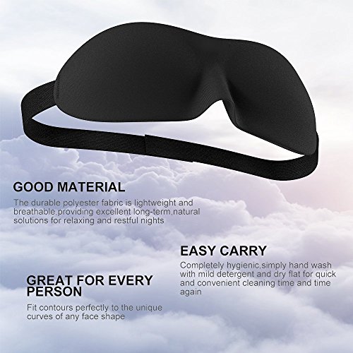 3D Contoured Sleep Mask for Women and Men by RiptGear - Ultralight & Comfortable No Pressure EyeMask for Sleep & Travel