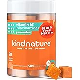 kindnature Vitamin B3 Niacin Gummies - Flush Free Niacinamide 500mg Supplement - Vegan, Non-GMO, Low-Calorie, Gluten-Free, Soy-Fee, 3rd Party Lab Tested - 1 Month Supply, 90 Chewable Gummies