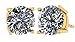 NANA 14k Gold Post & Sterling Silver 4 Prong CZ Stud Earrings -Yellow Gold Plated-7.5mm-3.00cttw