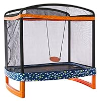 JUMP POWER 72" x 50" Rectangle Indoor/Outdoor Trampoline & Safety Net with Swing Combo. for Toddlers & Kids