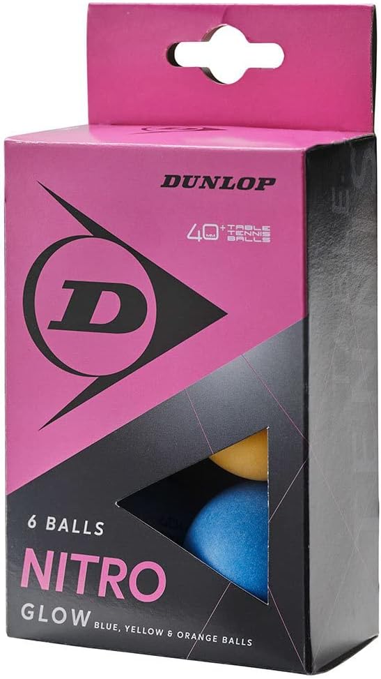 Dunlop Nitro Glow 6 Table Tennis Balls Multicoloured Recreational Training