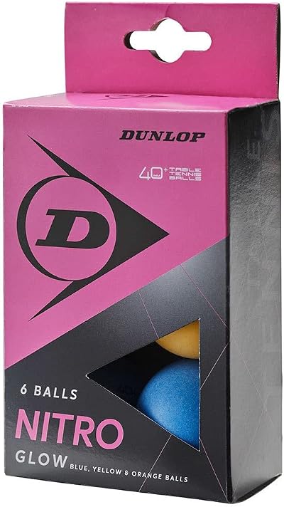 Dunlop Nitro Glow 6 Table Tennis Balls Multicoloured Recreational Training