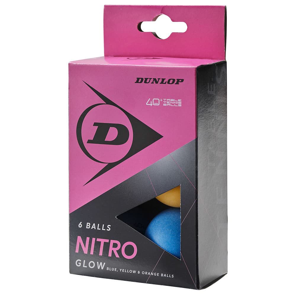 Dunlop Nitro Glow 6 Table Tennis Balls multicoloured, Recreational Player Training Balls