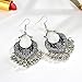 Myhouse Vintage Ethnic Style Fan-Shaped Flower Drop Glaze Metal Earrings Charm Gift, Black