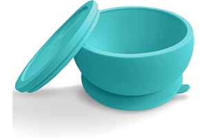 ABIIE Octopod Silicone Baby Suction Bowl With Lid - Toddler & Baby Bowls, Baby Food Containers, Spill Proof Bowls For Toddlers, Suction Baby Bowls With Lids, Food Grade Silicone Bowls For Babies (Turquoise)
