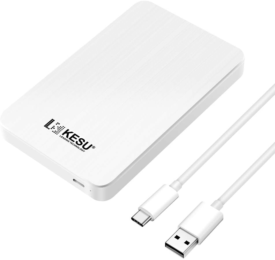 KESU 500GB Portable External Hard Drive Type C USB3.0 HDD Storage Compatible for PC, Desktop, Laptop, Xbox One, Xbox 360, PS4 (White)