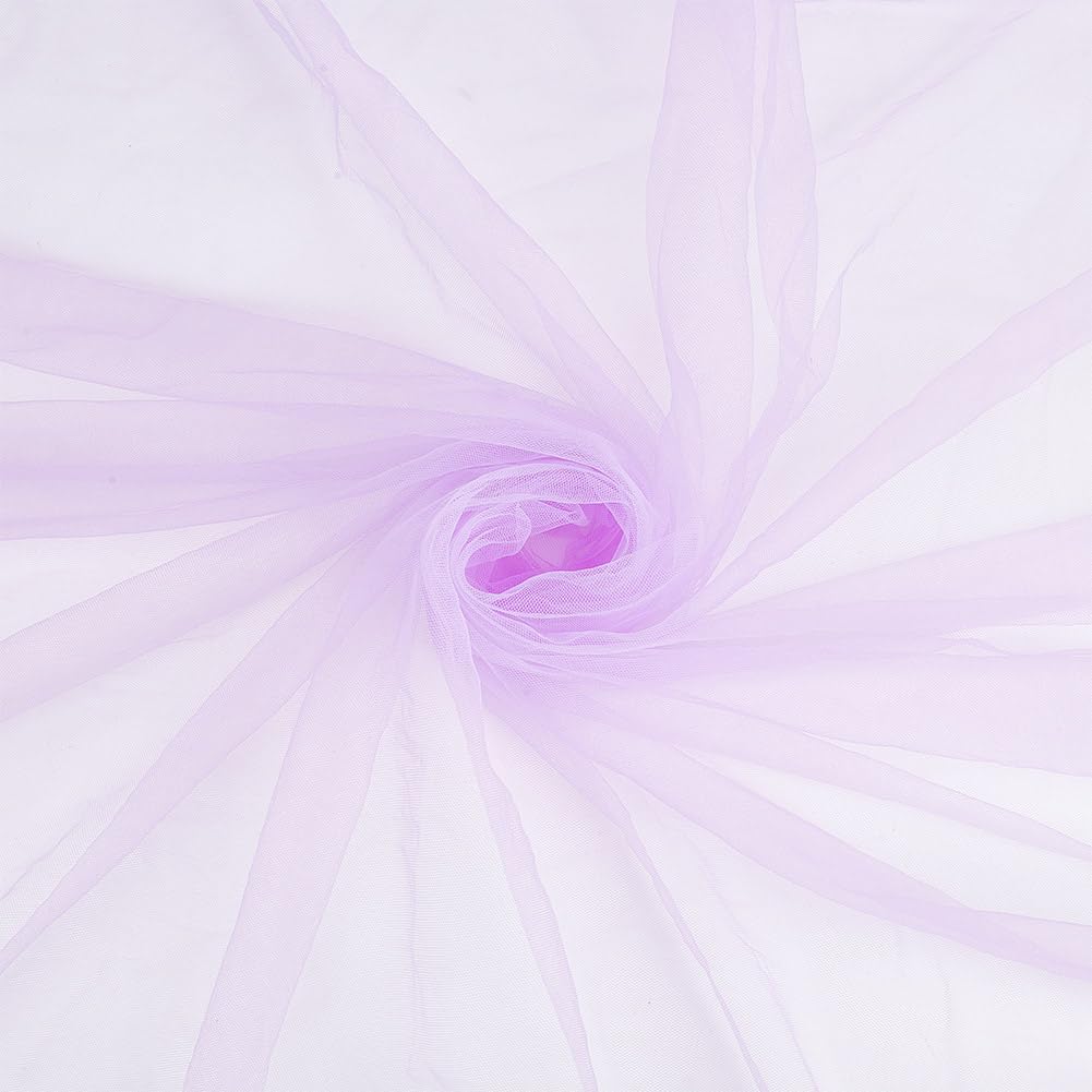 OLYCRAFT 2m/2.2 Yards Lilac Tulle Fabrics 1.6m Wide Chiffon Sheer Crepe Fabric Gauze Mesh Bolt Net Chinlon Tulle for Gift Wrapping DIY Sewing Crafts Wedding Party Decorations