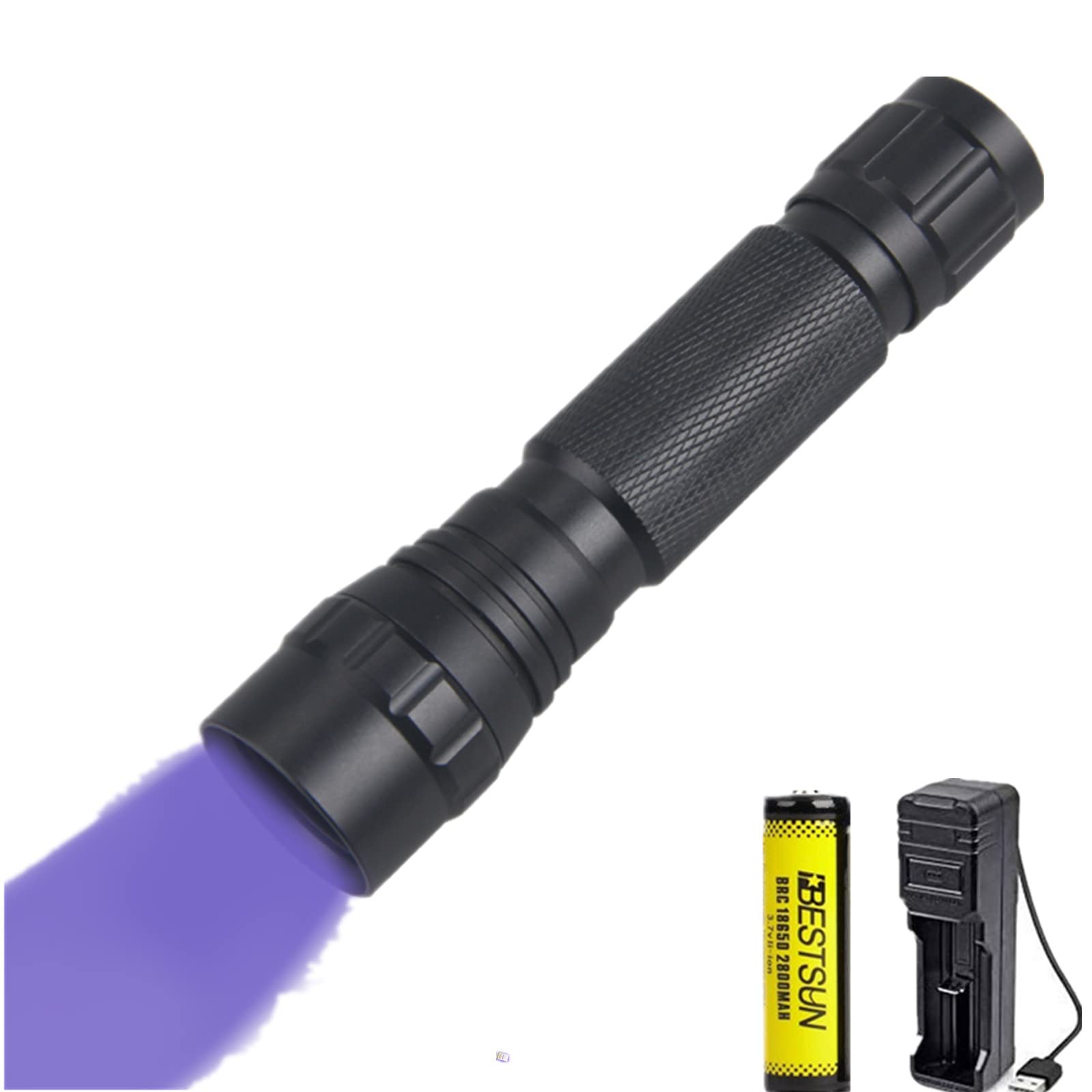 365nm Ultraviolet Light Torch UV Black Light Flashlight Professional for Detecting Minerals Diamond Scorpions Document Verification Fluoresces in Cosmetics(Rechargeable)