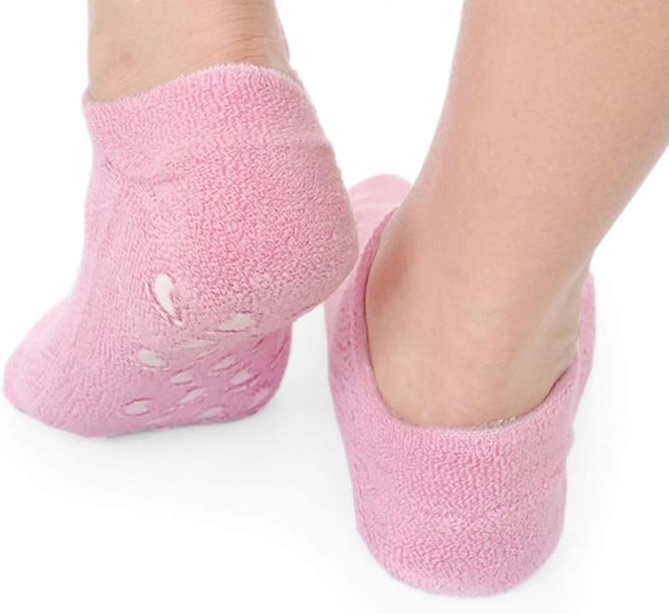1Pair Moisturizing Gel Socks Ultra-soft Socks Vitamin E And Oil Infused Gel Socks Ultimate Treatment For Dry Cracked Skins And Softens Feet(Pink)