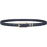VONMELLI Women Skinny Leather Belt Thin Waist Belt for Women Jeans Dress Fashion Ladies Belt with Gold Buckle