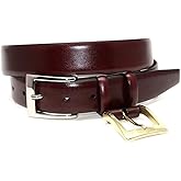 Torino Leather Italian Calfskin Double Buckle Option Dress Belt - Burgundy/Cordovan 40