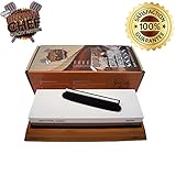 Brown Chef's 2-sided (1000/3000) Grit Sharpening Whetstone with Non-Slip Bamboo Base and Angle Guide; for knives