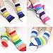 Epeius Kids Girls' 5 Pack Seamless Rainbow Stripes Crew Socks for 3-5 Years,Smooth Toes Socks,Shoe Size 8.5-11