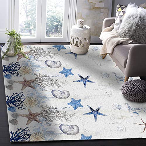 2x3ft-Large-Area-Rugs-for-Living-Room-Nautical-Tropical-Ocean-Collection-Area-Runner-Rugs-Non-Slip-Bedroom-Carpets-Hallways-Rug-Outdoor-Indoor-Nursery-Rugs-Decor-Anchor-Starfish-Shell-Seahorse 2x3ft Large Area Rugs for Living Room, Nautical Tropical Ocean Collection Area Runner Rugs Non Slip Bedroom Carpets Hallways Rug, Outdoor Indoor Nursery Rugs Décor, Anchor Starfish Shell Seahorse