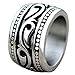 Trendy Wide Stainless Steel Celtic Band Thumb Ring for Men Manly Vintage Punk Biker Jewely Size 10 13mm(Silver)